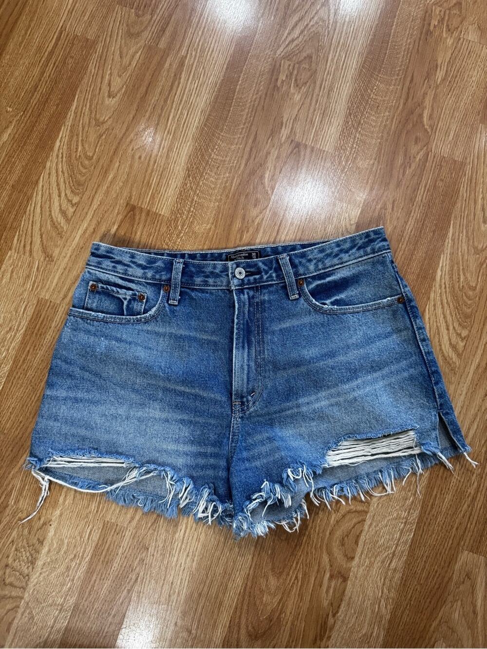 Abercrombie & Fitch Annie High Rise Denim Cut Off Jean Shorts